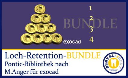 Product image of the product “BUNDLE - 1-2-3-4-hole retentions - according to Michael Anger for the Pontic library for exocad ”