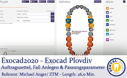 Artikelbild 1 des Artikels “2020 Exocad - GRATIS Video - Exocad Plovdiv - Auftragszettel & Fall Anlegen & Passungsparameter “